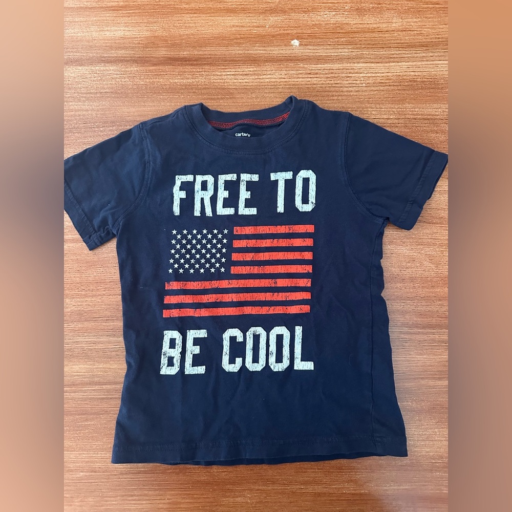 Toddler 4T Carter’s Blue T-shirt with “Free To Be Cool” and American Flag